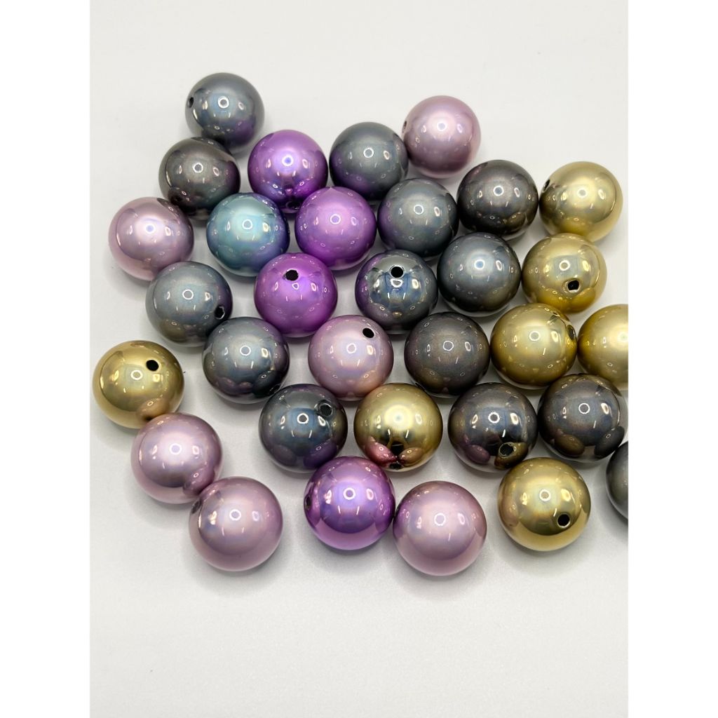 Glossy Metallic Acrylic Beads, 20mm, with Special Coating for High End Extra Reflection, Random Mix Color