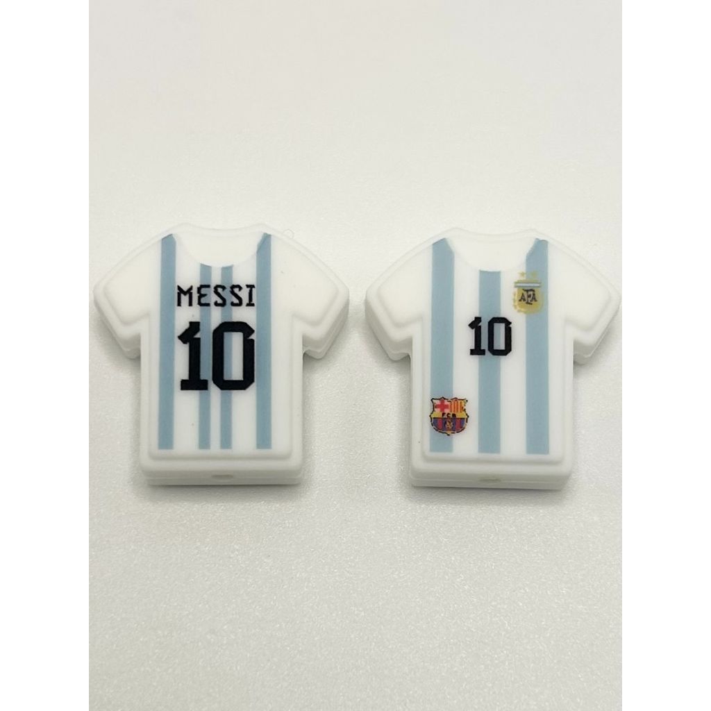 Messi 10 & 10 Printed Jersey Silicone Focal Beads PLEASE READ DESCRIPTION