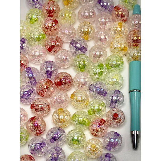 クラックル アクリル ビーズ、ランダム ミックス、18mm、SJL