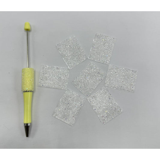 ビーズペン用クリスタルラインストーンシュガーラップ、28mm×38mmにカット、84ピース、ABカラー