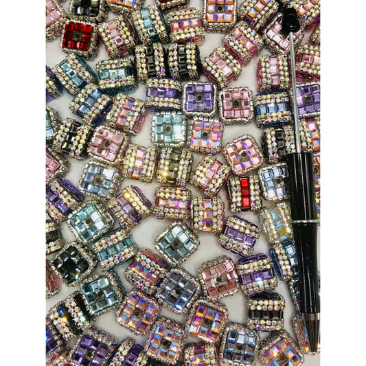 Rhinestone Acrylic Beads, Cube, 16mm, ZY, READ DESCRIPTION