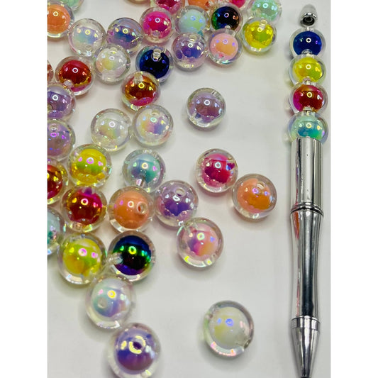 Double Layer Acrylic Beads, Clear See-through, 16mm, Random Mix, LD