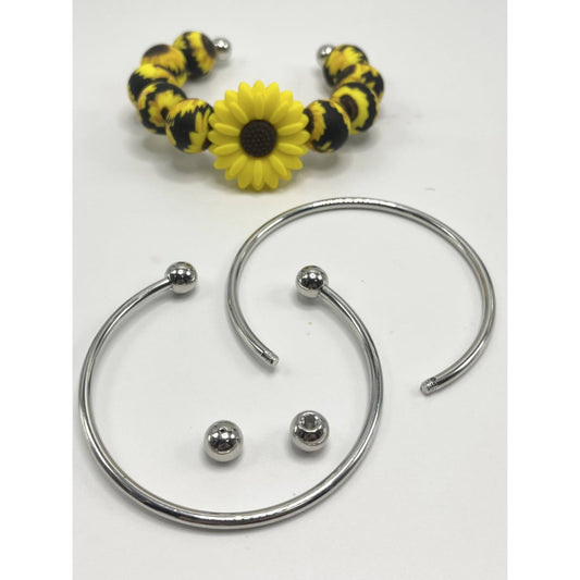 Beadable Bangle, Stainless Steel Bracelet in Silver Color - Internal Diameter: 60mm - Thickness: 3.0mm