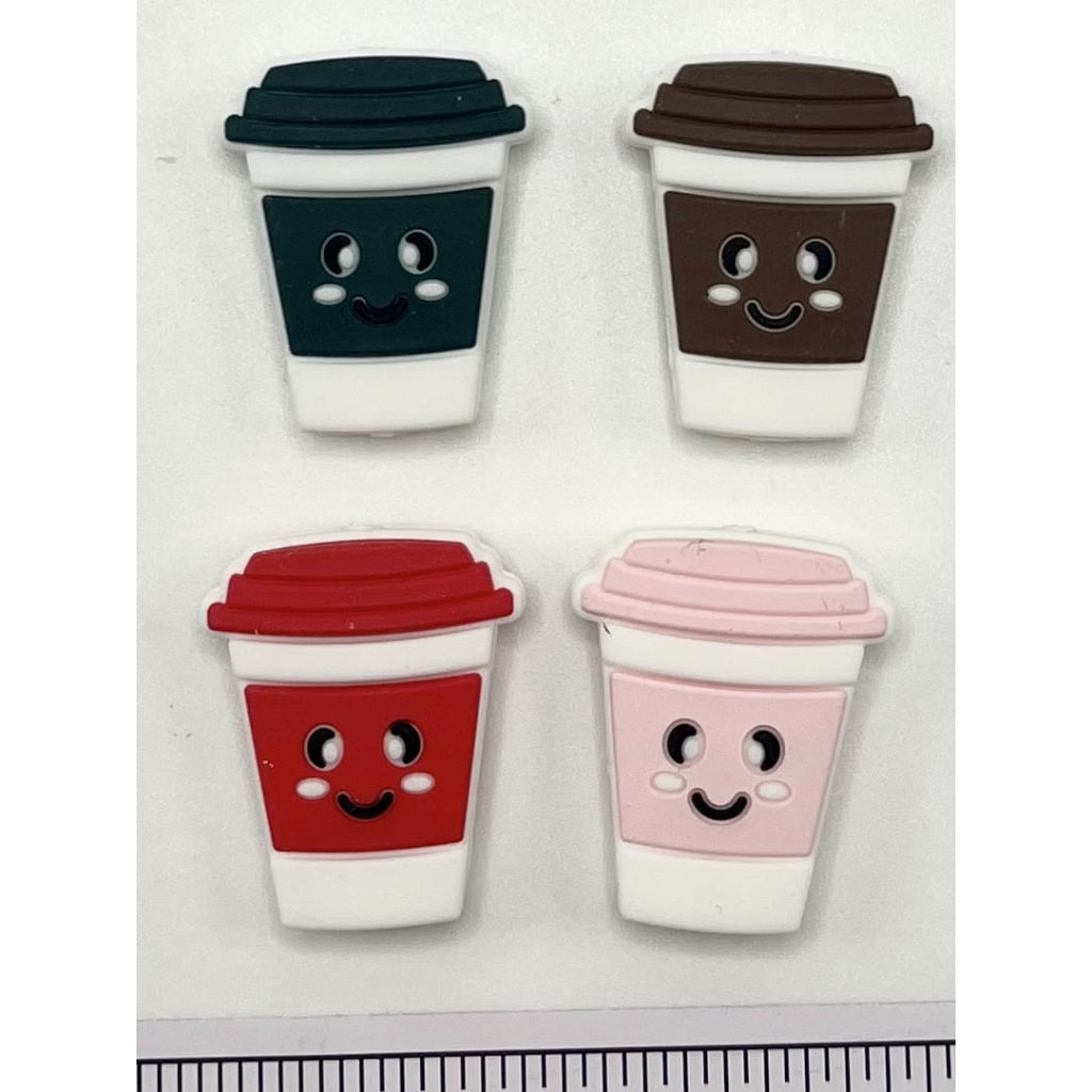 Coffee Cup with Smiling Face Silicone Focal Beads