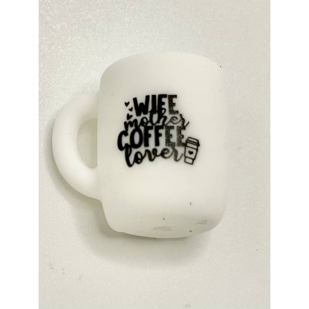 Wife Mother Coffee Lover Cup Mug Silicone Focal Beads