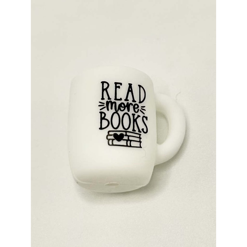 Read More Books Cup Mug Silicone Focal Beads