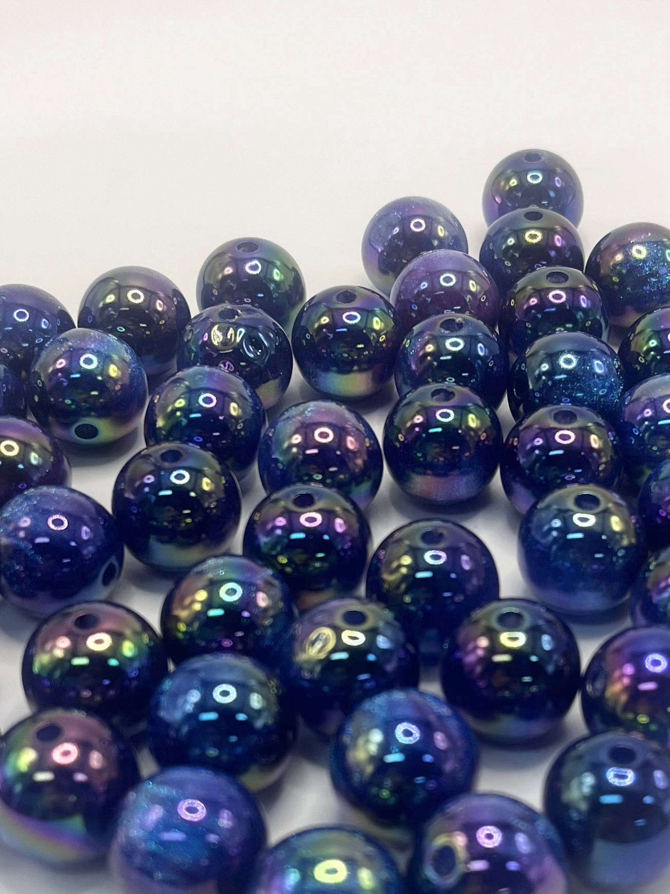 Glossy Acrylic Beads with Glitter Inside, Little UV Plating, 16mm, FS