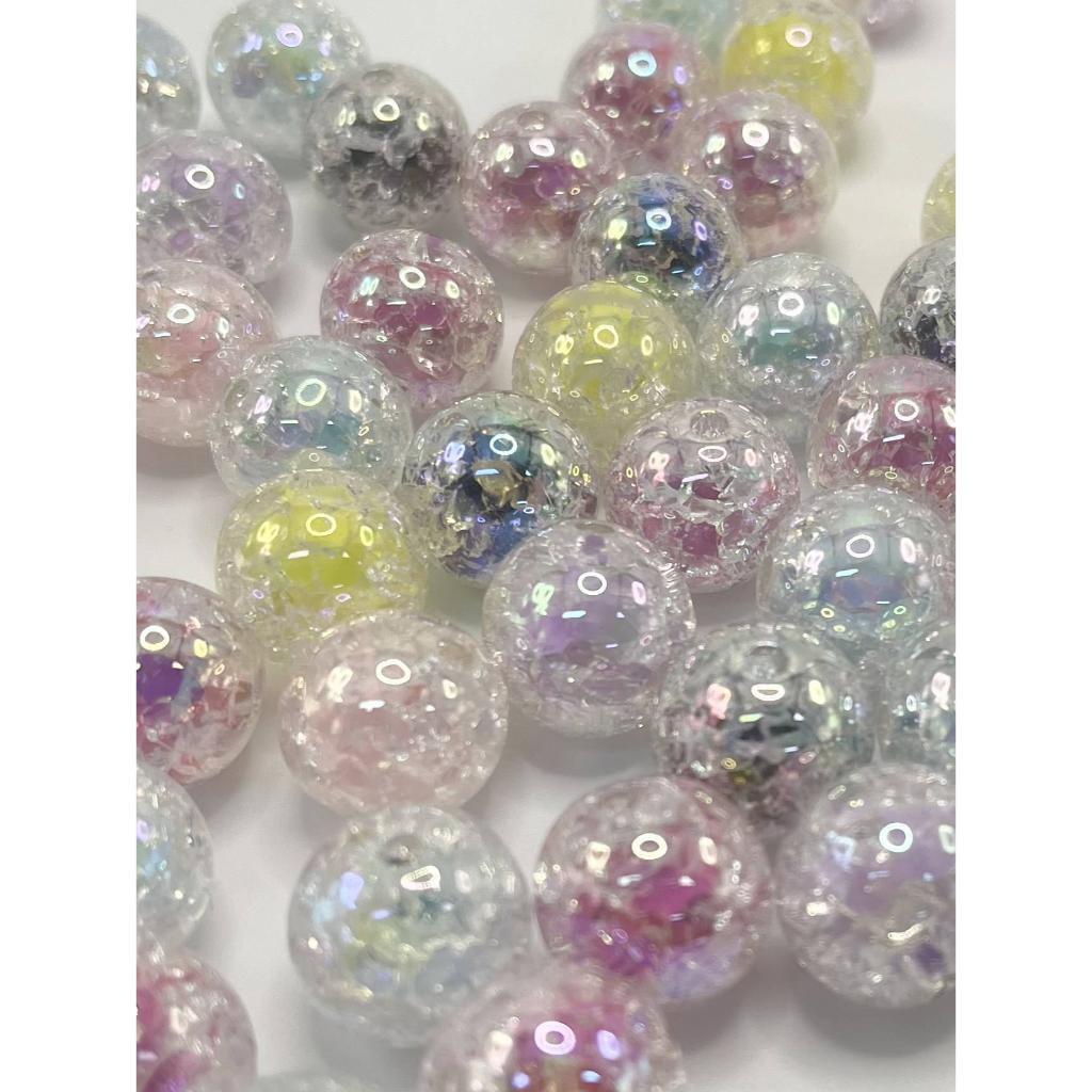 二層アクリルクラックルビーズ 16mm