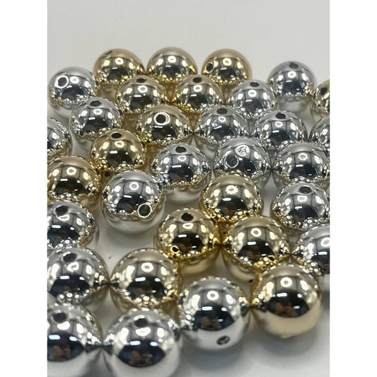 Metallic Finish Acrylic Beads 16mm
