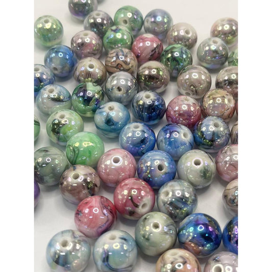Tie Dye Glossy Marble Colored Acrylic Beads 16mm