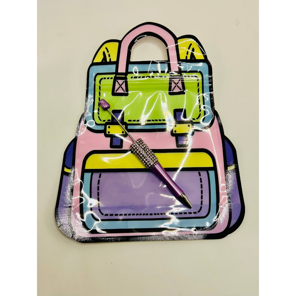 Pink Purple School Bag Slider Storage Bag for Pens, Zipper Zip Lock Bag, Zippie Ziplock 18cm by 21cm