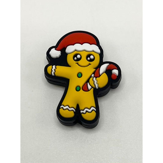 Christmas Baby Gingerbread Cookie with Candy Cane Silicone Focal Beads