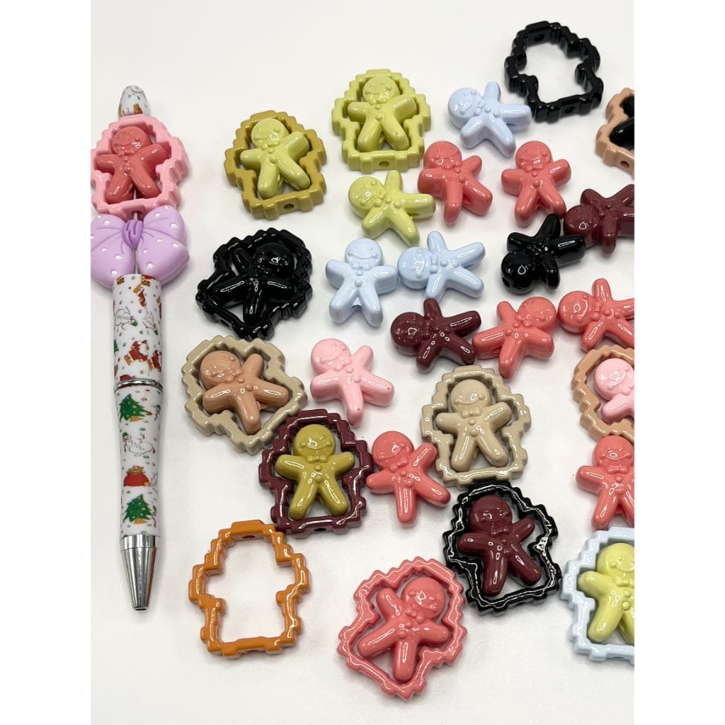 Gingerbread & Frame Ring Acrylic Beads, Random Mix
