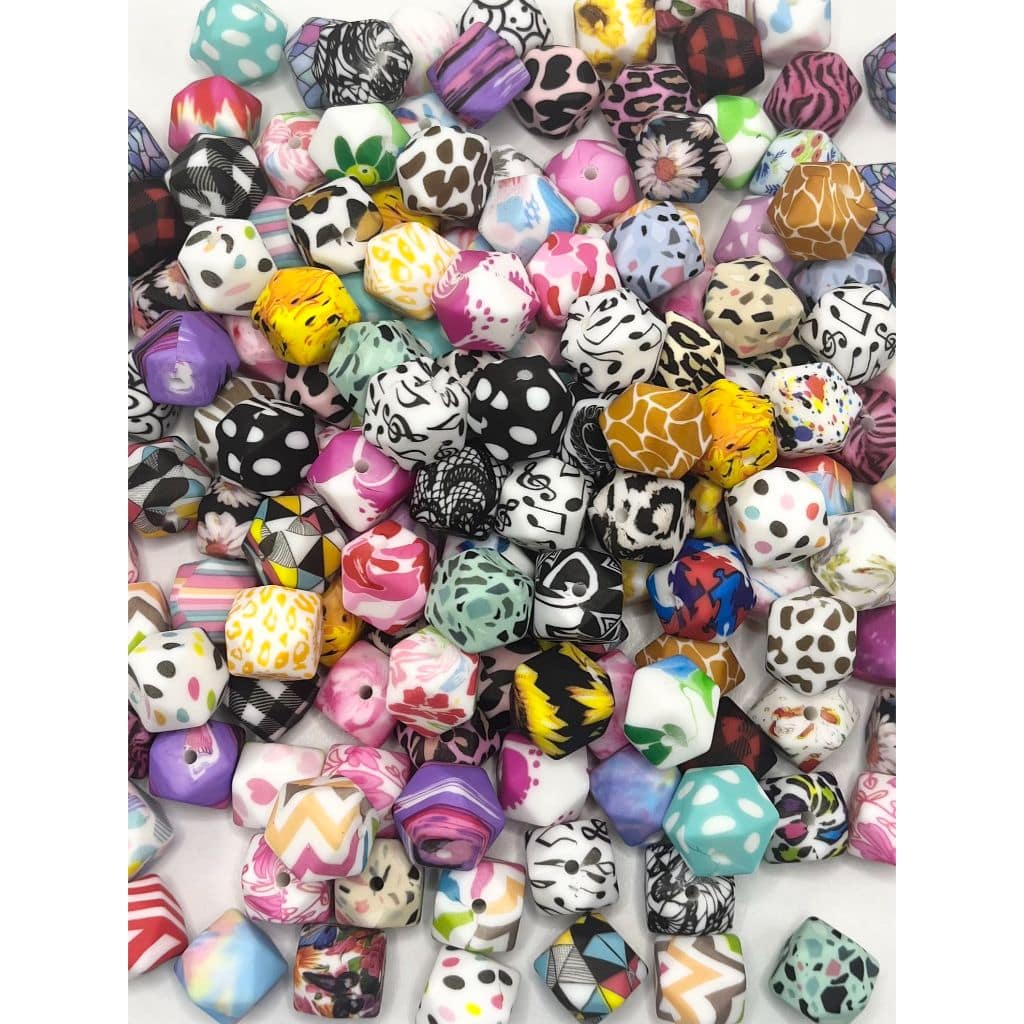 50 Mixed Shape Acrylic Beads – Antique Garden Charm Spacer – 15x13mm – Beige Brown
