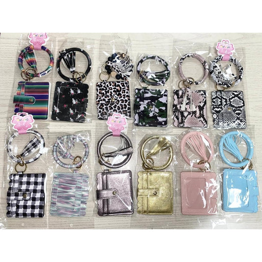 Card Holder Wallet with Hard Bangle & Tassel, RANDOM MIX, 20pcs