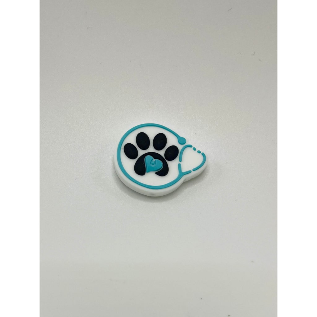 Stethoscope Heart Paw Print Vet Silicone Focal Beads