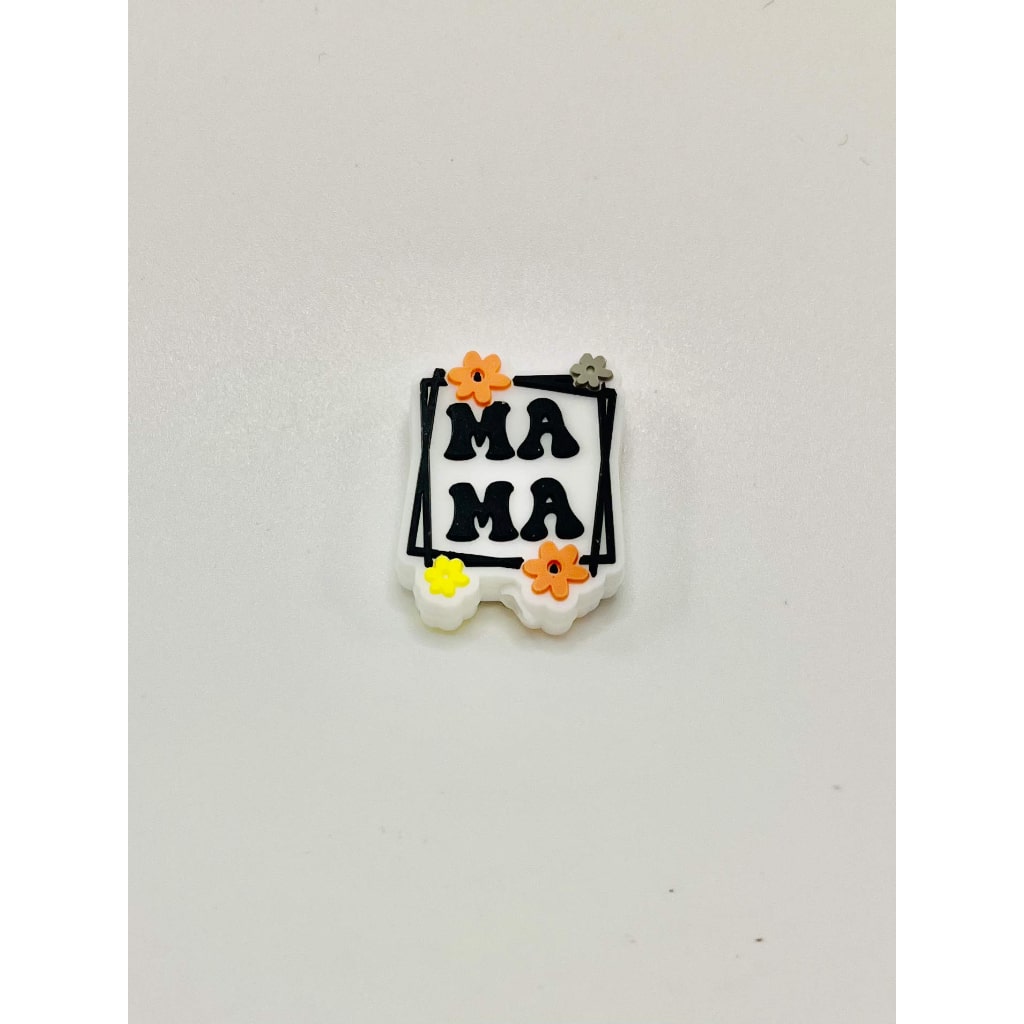 Mama in Frame with Flowers Silicone Focal Beads