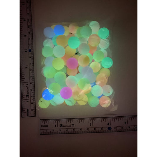Luminous Silicone Beads, Glow in the Dark, 15mm