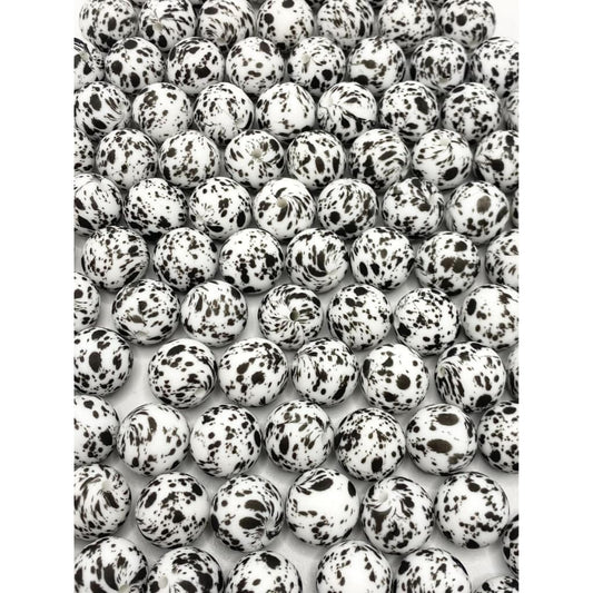 Snowflake on Black Printed Silicone Beads Number 155 – Beadable Bliss