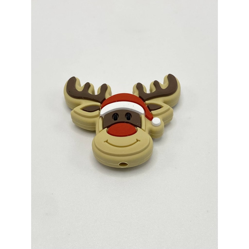 Reindeer with Santa Hat Silicone Focal Beads