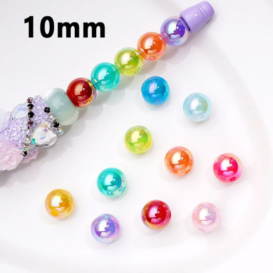UV Coating Shiny Glossy Colorful Round Acrylic Beads, 10MM, Random Mix