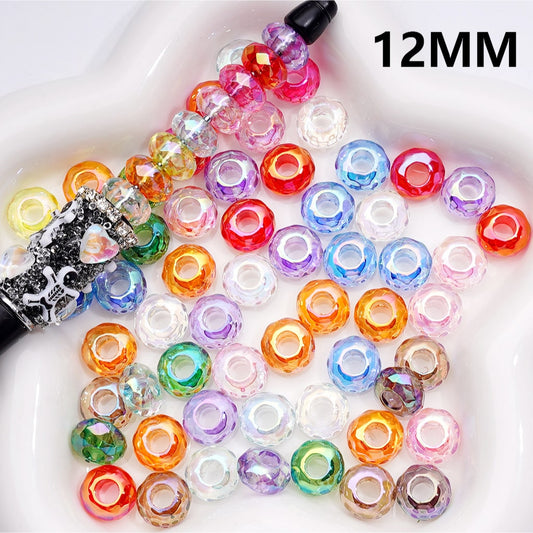 Assorted colorful beads in a bowl with a close-up of a bead and '12MM' text.

