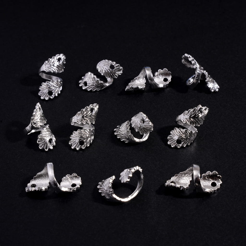 Silver Alloy Beads Charm Pendants Feather, Large Hole Jewelry Accessories, Around 10*19MM