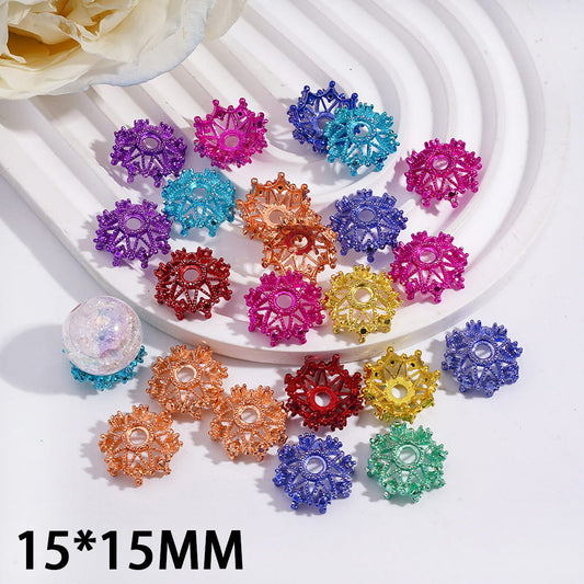 Bead Cages Octagonal Lotus Flower, Alloy Bead Cap, 15*15MM, Multi-Color, Random Mix (They Fit 14MM Beads)