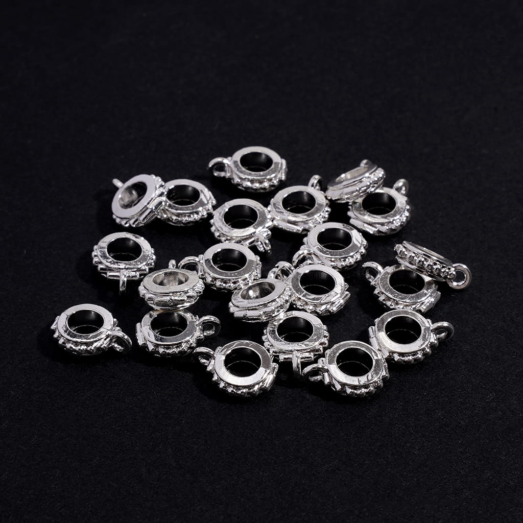 Silver Alloy Bail Beads with Pearl Textures for Dangling Charm or Pendants, 8MM, Jewelry Accessories