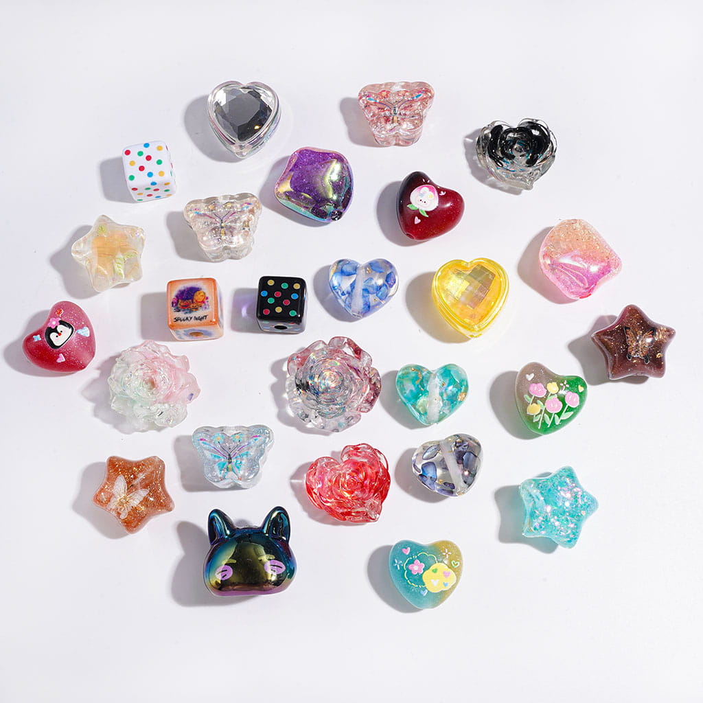 Acrylic Beads Theme, Heart & Cube Square & Butterfly & Star, Various Shapes, Random Mix