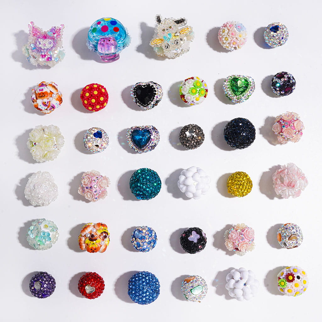 Various Style Clay Beads Series, with Rhinestones, Random Mix