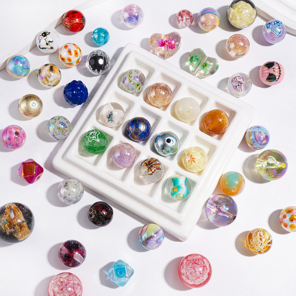 Acrylic Beads in Large Size Series, Round Beads for DIY Bracelets, 16-25MM, Random Mix