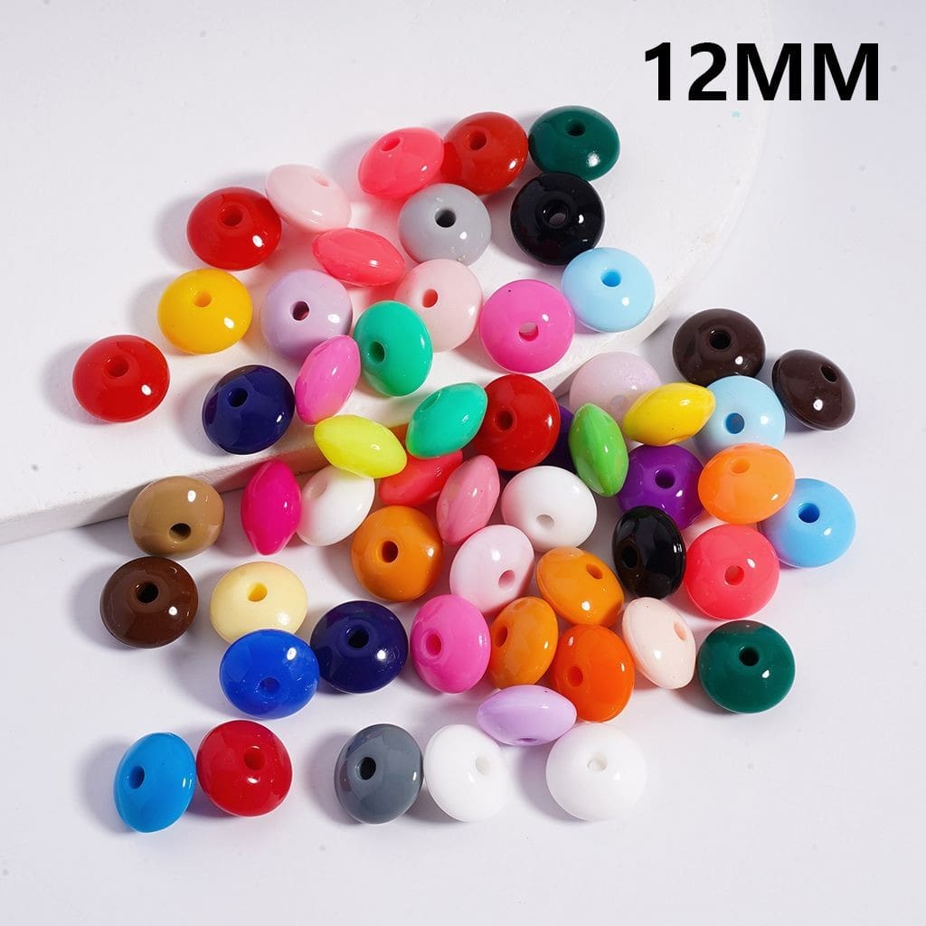Assorted colorful beads on a white background with '12MM' text.
