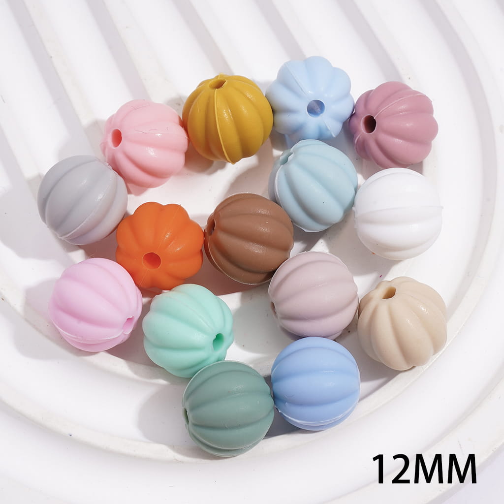 Halloween Pumpkin Silicone Beads, 12MM, Various Colors, Random Mix