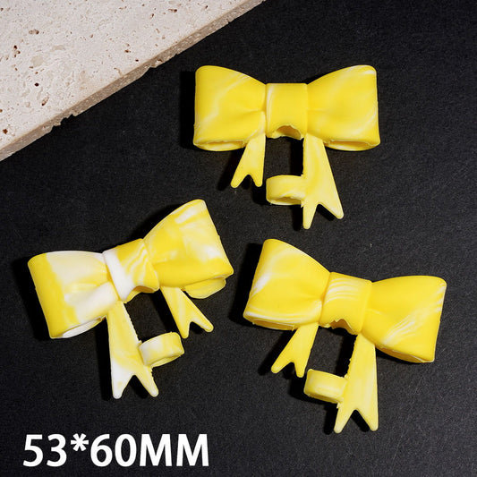 Food Grade Cup Tumbler Silicone Straw Topper Bowknot in Yellow White, 53*60MM