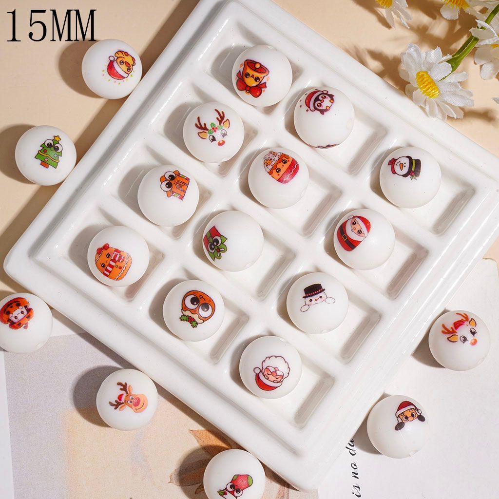 Silicone Focal Beads Christmas Theme Series, 15MM Random Mix