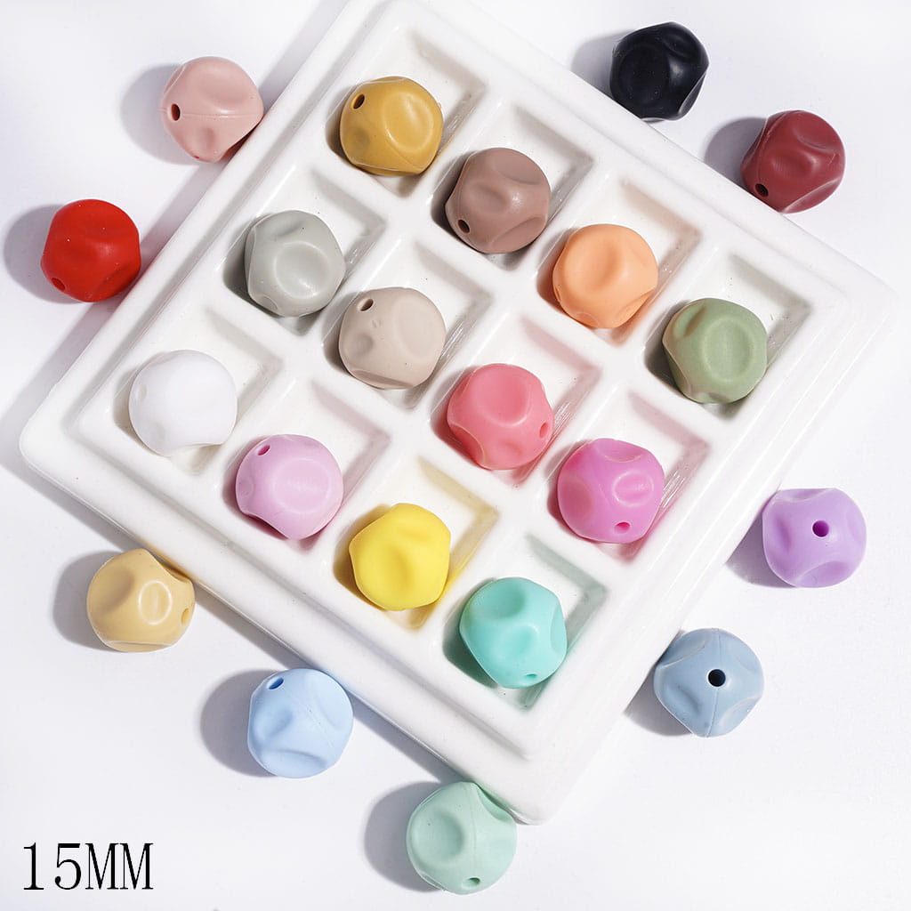 Irregular Concave Silicone Focal Beads, 15MM Multi-Color