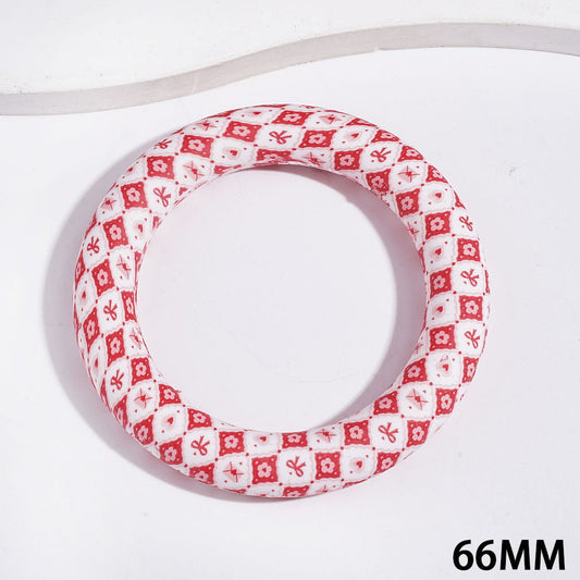 Silicone Focal Beads Soft Round Ring with Envelope Prints, 66MM