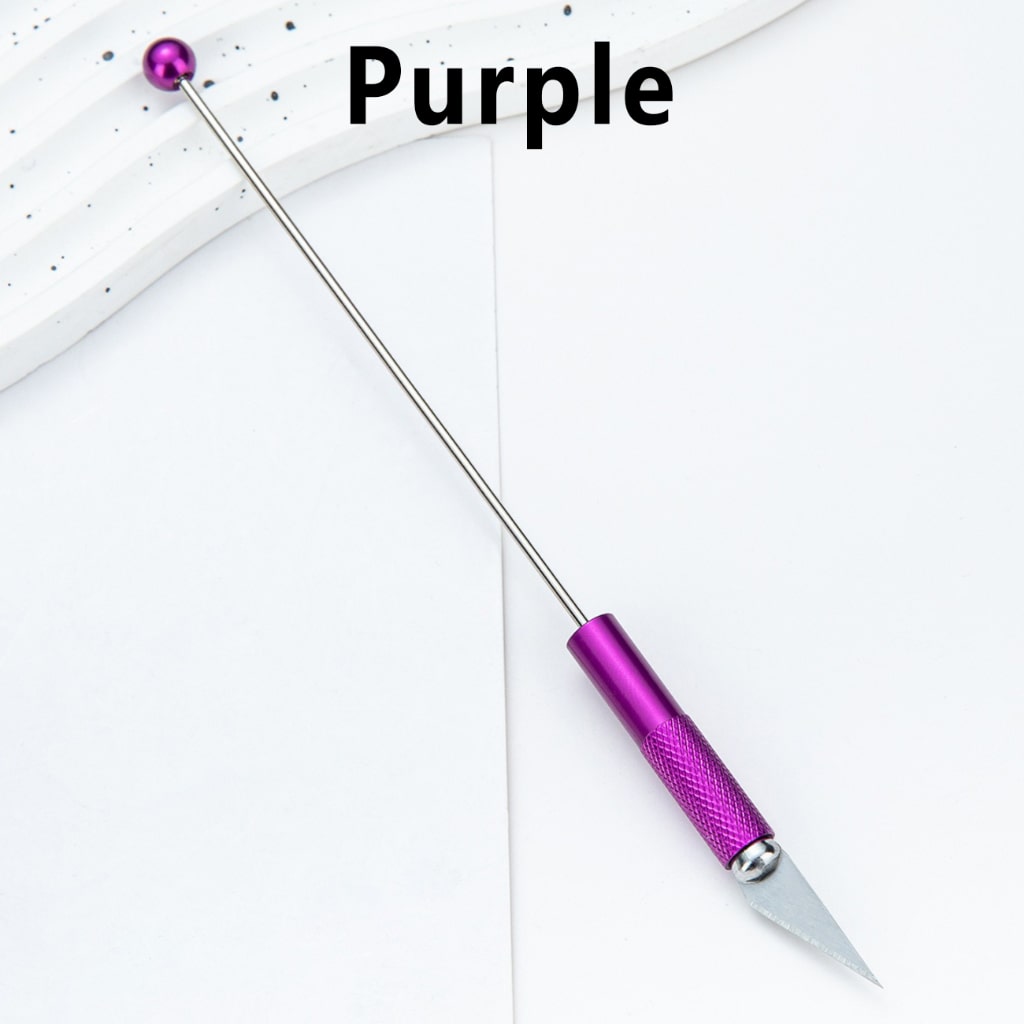 DIY Beadable Metal Multi-functional Engraving Knife in Solid Color, 179MM Long
