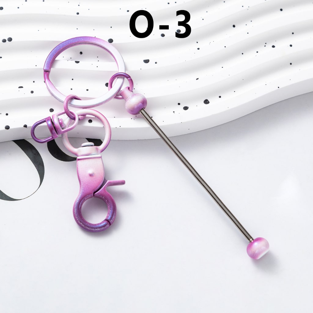 Metal Beadable Keychains with Bar and New Style Small Lobster Clasp in Ombre Colors