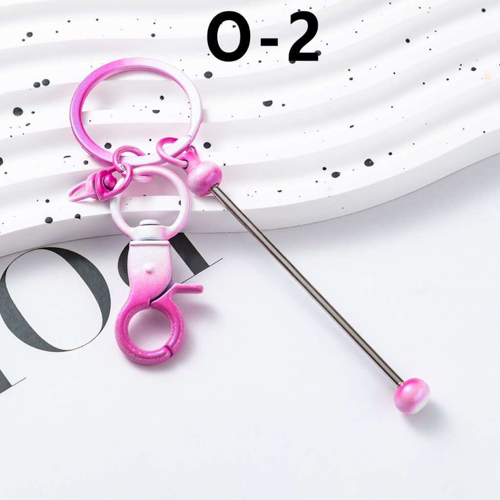 Metal Beadable Keychains with Bar and New Style Small Lobster Clasp in Ombre Colors