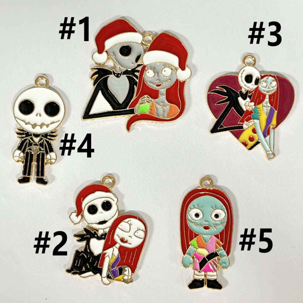 Halloween Theme Metal Pendants Vivid Couple Alloy Bells Skeleton Couple