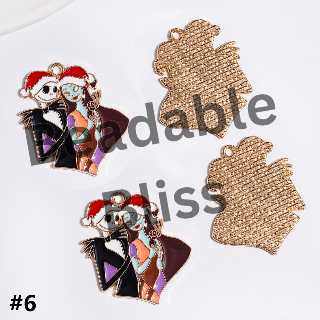 Halloween Theme Metal Pendants Vivid Skull Couple Alloy Bells Skeleton Couple, Ornament or Accessories