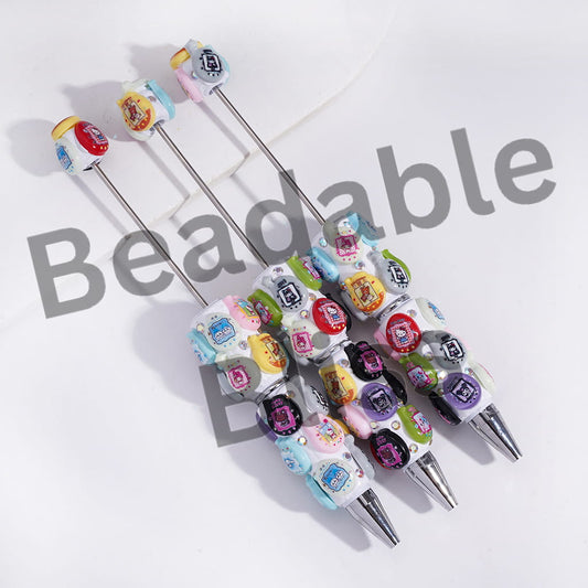 Beadable Clay Pens with Retro Game Console and AB Rhinestones
