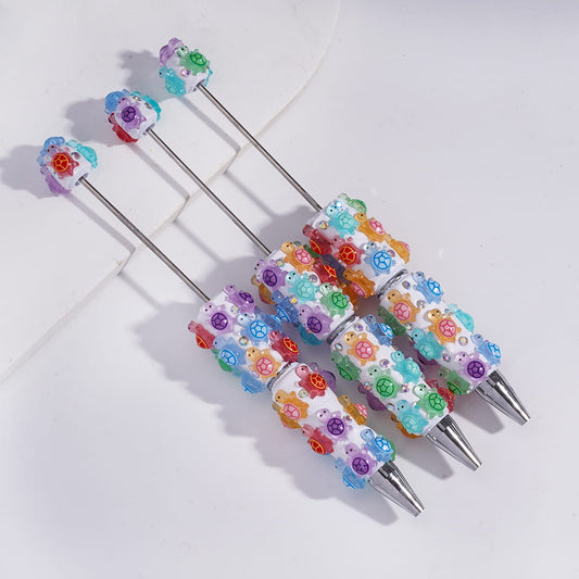 Beadable Clay Pens with Tortoise in Various Colors and AB Rhinestones