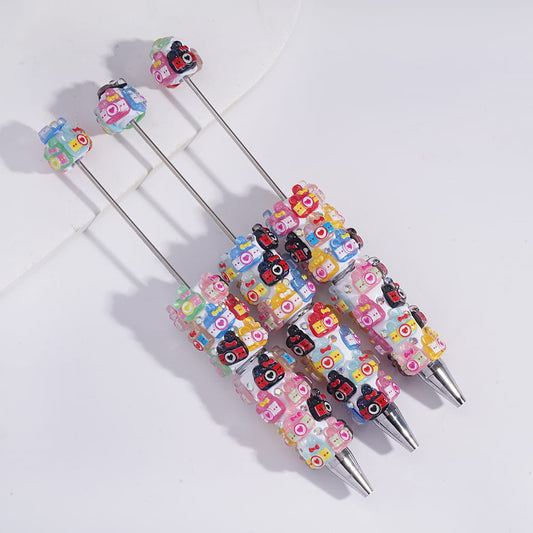 Beadable Clay Pens with Camera and AB Rhinestones