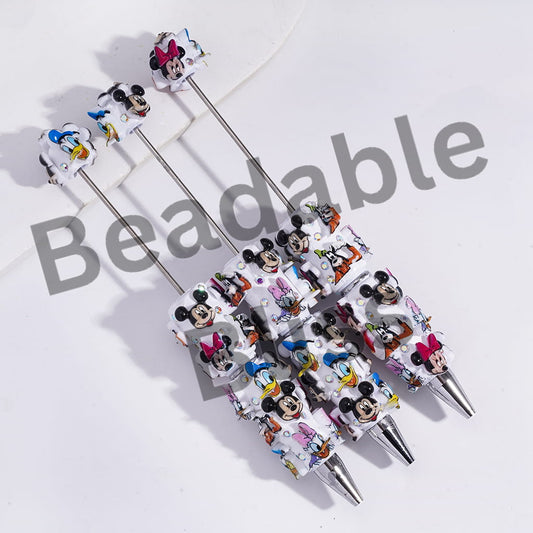 Beadable Clay Pens with Classic Animation Animal Series and AB Rhinestones