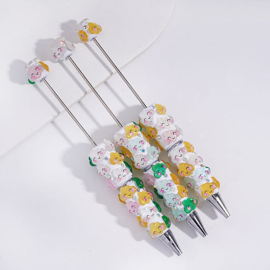 Beadable Clay Pens with Smiling Cloud and AB Rhinestones