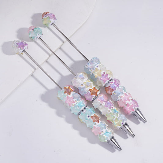 Beadable Clay Pens with Macaron Colors Five-Pointed Star and AB Rhinestones