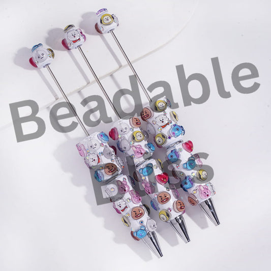 Beadable Clay Pen with Korea Boy Group Image and AB Rhinestones